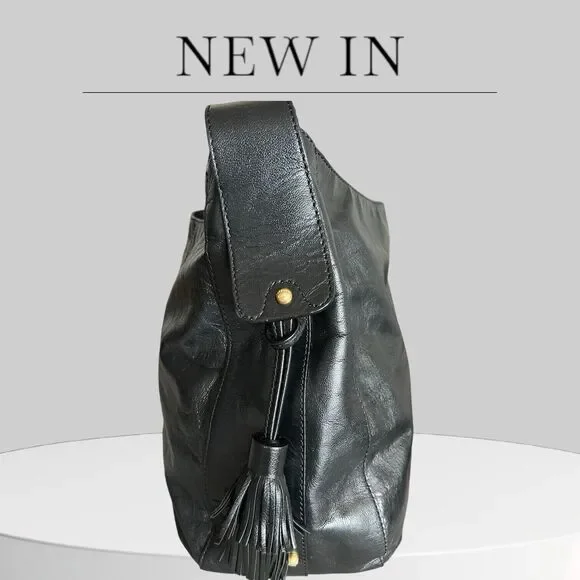 Juicy Couture Black Leather Shoulder Satchel Purse & Wristlet - Picture 5 of 16